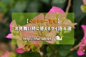 【心からの一言を】お見舞い時に使えるタイ語4選