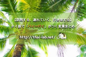 【訪問する、連れていく、行き来する】タイ語で「ไป：パイ＝行く」がつく言葉まとめ